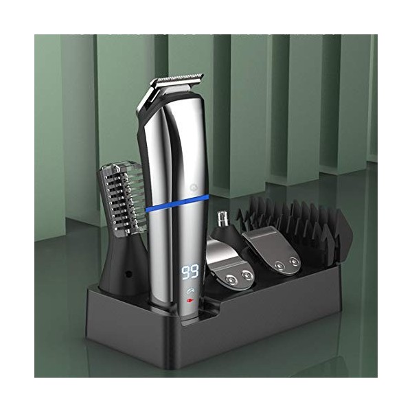 FSCLJ Tondeuse à Barbe,Tondeuse à Cheveux électrique pour Hommes 6 en 1,Moteur Rechargeable Haute Puissance et tête de Coupe 