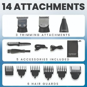 Supreme Trimmer Multigroomer SMG3030 SMG3030 Kit de 14 pièces pour tondeuse à barbe avec peignes réglables