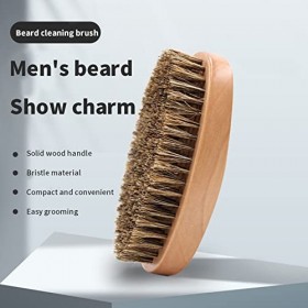 HisiLucky Brosse à barbe lissante avec manche en bois de qualité supérieure - Outil de nettoyage de barbe - Cadeau pour homme