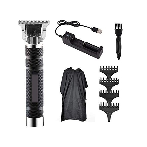 XJZKA Tondeuse à Cheveux électrique sans Fil Zero Gapped Detail Shaver Kit de Tondeuse de détail Outliner T Blade Rasoir à Ba
