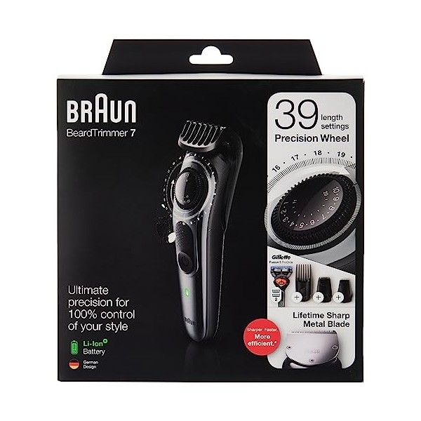 Braun Tondeuse à barbe BT7240 série 7 et tondeuse à cheveux avec rasoir Gillette Fusion5 ProGlide, 39 réglages de longueur, c