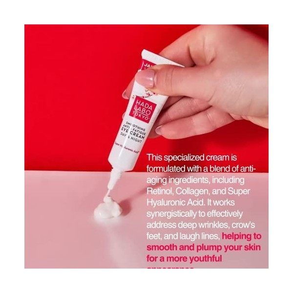 Hada Labo Tokyo Rouge Correcteur des rides profondes Crème hydratante pour les yeux et la bouche, Élimination des cernes, Hyd