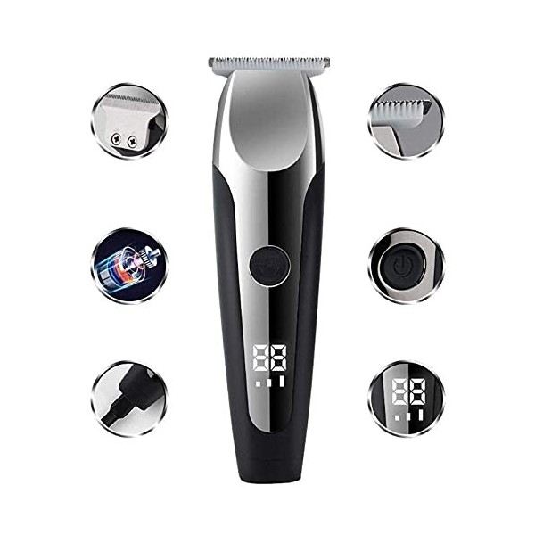 XJZKA Tondeuse à Cheveux pour Hommes Tondeuse à Barbe à Lame en T avec écran LCD Kit de toilettage pour Coiffeur Machine de C