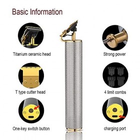 XJZKA Tondeuse à Cheveux, Tondeuse à Contours électrique Tondeuse à Lame en T Rechargeable sans Fil, Tondeuse à Barbe pour Ho