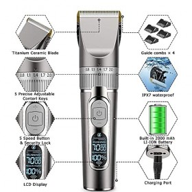 XJZKA Tondeuse à Cheveux Professionnelle pour Hommes IPX7 Tondeuse à Cheveux sans Fil étanche Ensemble de Tondeuse à Cheveux 