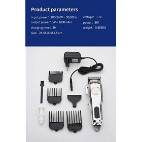 GFDFD Tout métal Coiffeur Professionnel Tondeuse électrique sans Fil LCD Tondeuse Cheveux dargent Machine de Coupe Tondeuse