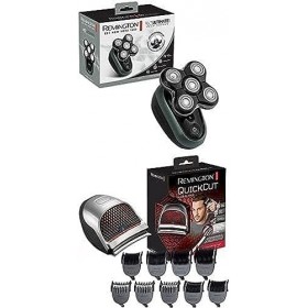 Remington Bundle Set: Rasoir tête chauve Pro RX7 + Tondeuse Cheveux DIY HC4250 1.5 à 15 mm, Technologie CurveCut : lame incu