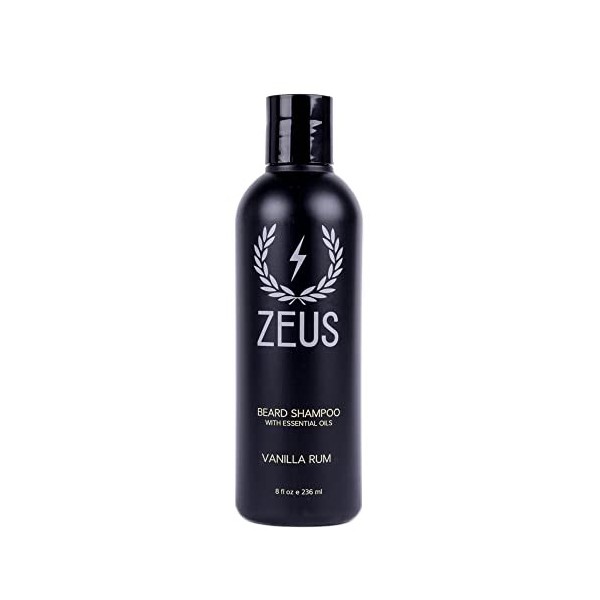 ZEUS Shampooing et nettoyant pour barbe pour hommes - 8oz - Nettoyant pour barbe avec des ingrédients naturels parfum: rhum 