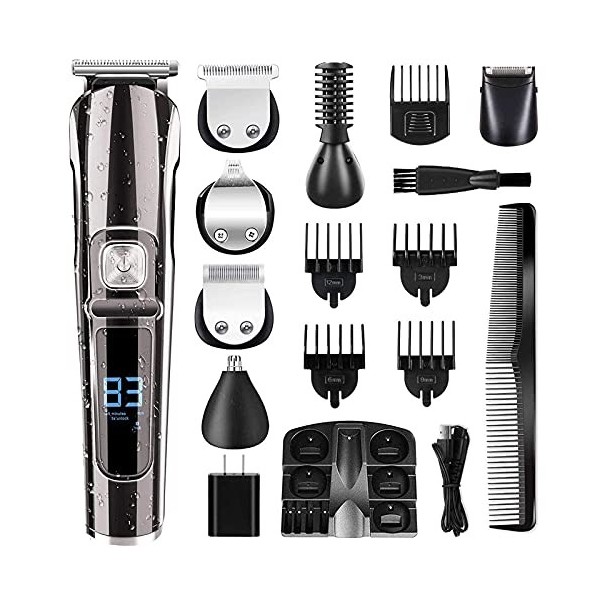 XJZKA Kits de tondeuses à Cheveux pour Hommes Tondeuse à Moustache Tout-en-Un Ipx7 Kit de toilettage pour Hommes étanche Tond