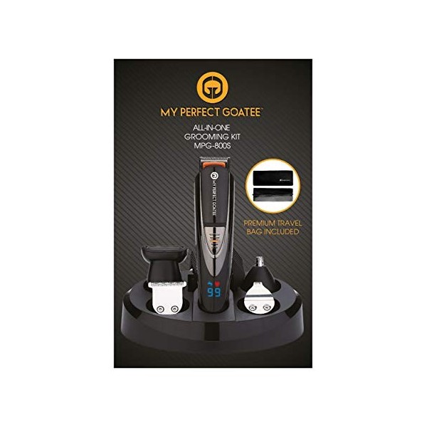 Tondeuse à barbe My Perfect Goatee, indicateur LED de charge de batterie, 10 en 1 kit de toilettage pour hommes plus sac de v