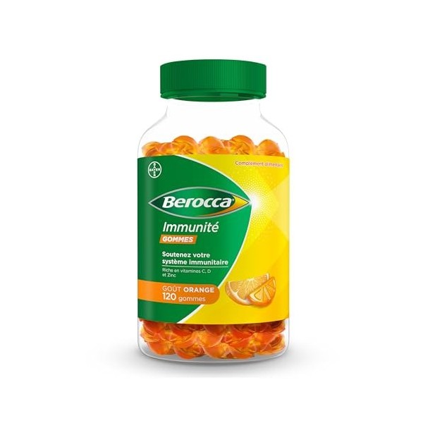 Berocca® Immunité gommes - Multivitamines Complément alimentaire - 8 vitamines et minéraux - Dont vitamine C, D et Zinc - Sou