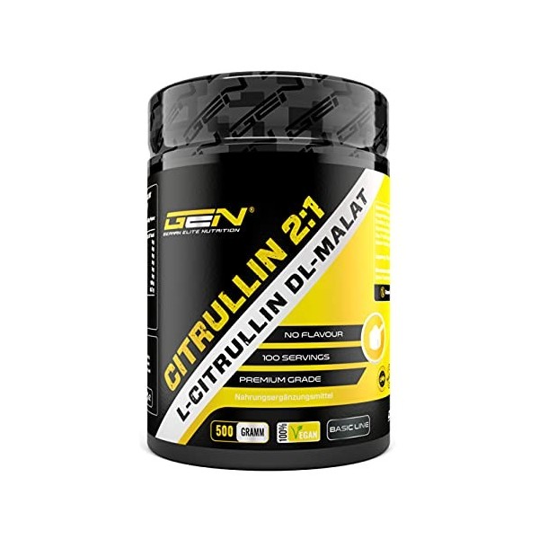 L-Citrulline Powder - 500 g - L-Citrulline DL-Malate 2:1 - Solubilité optimale - Vegan - Sans additifs - De fermentation végé