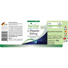 Fairvital | L-théanine 500mg - pendant 2 mois - VEGAN - Fortement dosé - 60 comprimés - acide animé