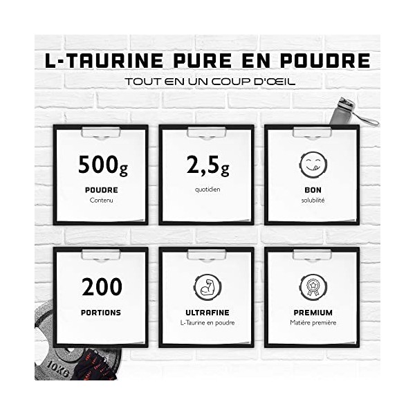 Taurine en poudre - 500 g - Solubilité optimale - Vegan - Pure & sans additifs - Acide aminé L-Taurine