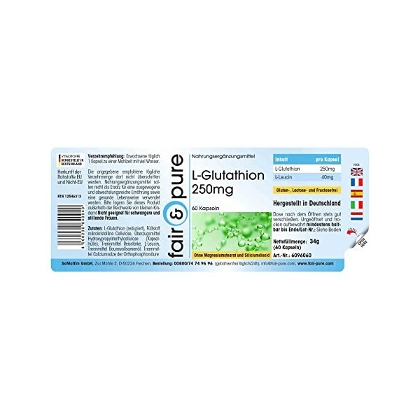 Fair & Pure® - L-Glutathion 250mg - réduit - végan - 60 gélules