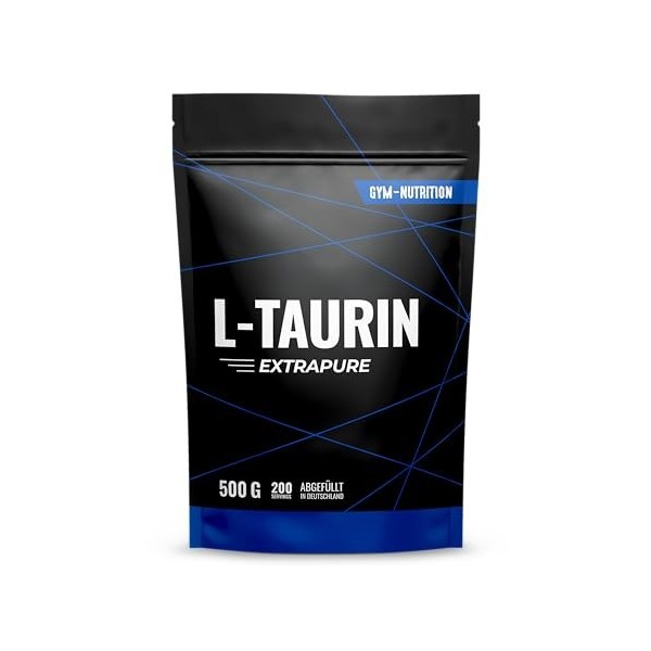 Poudre de taurine de qualité supérieure - 500 g - Solubilité optimale - Végétalien - Pure & sans additifs - Qualité testée en