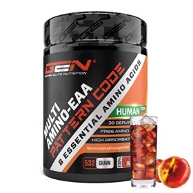 Poudre EAA - 532 g - Ice Tea Peach - Formule Human Code - Les 8 acides aminés essentiels - Boisson Amino Workout - Goût délic