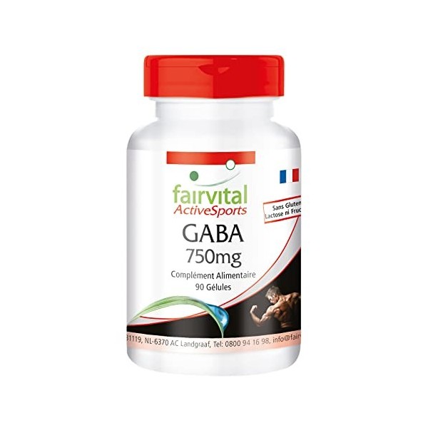 Fairvital | GABA 750mg - pour 45 JOURS - 1500mg par dose journalière - VEGAN - 90 gélules - Acide γ-aminobutyrique