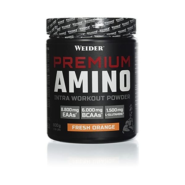 WEIDER PREMIUM AMINO intra-workout, BCAA, pour les culturistes, le fitness et le sport. Orange fraîche, 800g