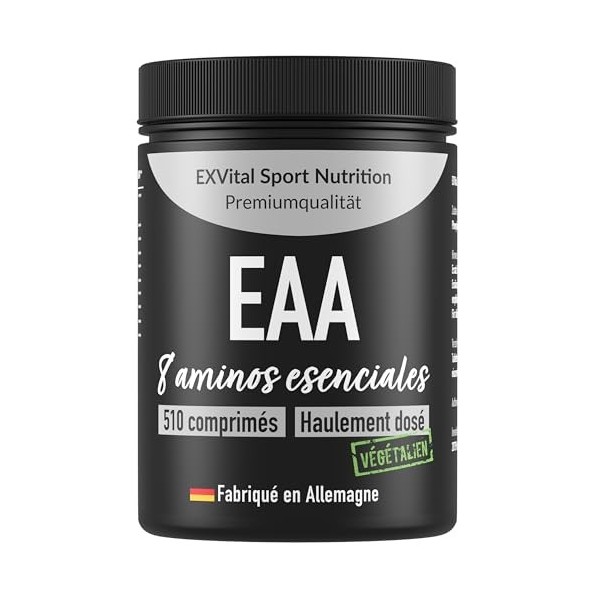 EXVital EAA Comprimés avec 1036 mg par comprimé - 510 comprimés, Tous les 8 acides aminés essentiels EAAs- Multi Amino hautem