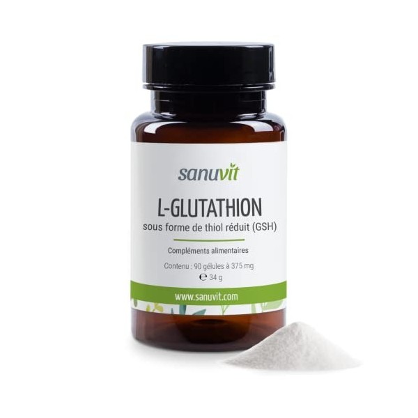 Sanuvit® L-Glutathion - 90 capsules | 300 mg de L-glutathion par gélule | Haute biodisponibilité et tolérance | Végétalien