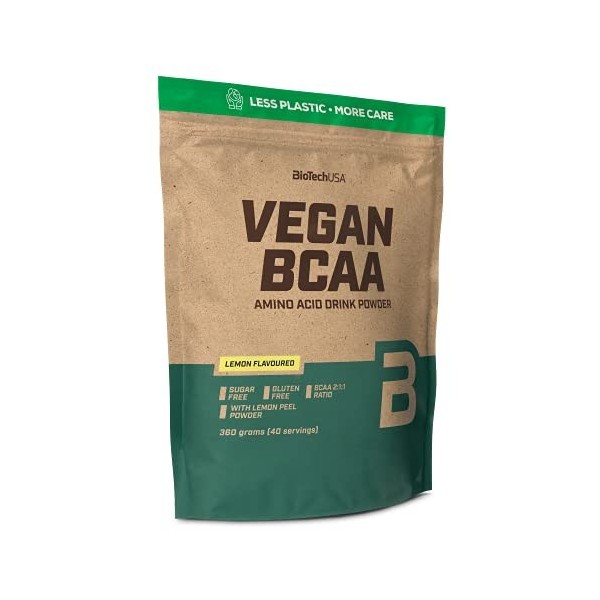 BioTechUSA Vegan BCAA Complément alimentaire en poudre avec édulcorant, sans sucres et sans gluten, riche en vitamine B6, 360