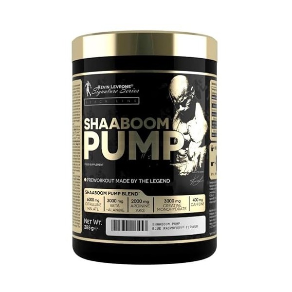 KEVIN LEVRONE Shaaboom Pump Black Line Booster de pré-entraînement – Saveur Blue Raspberry – Boîte de 385 g