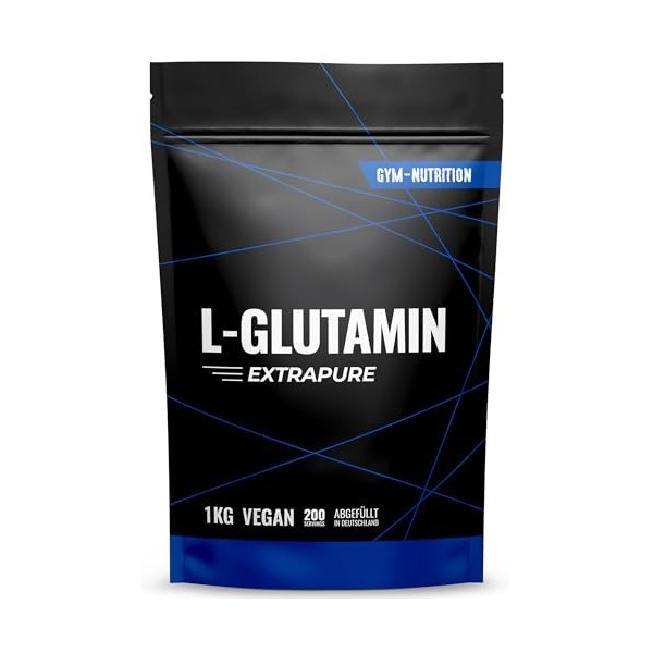 L-Glutamine Ultrapure Poudre extra haute dose et 99,5 % pure – Testé en laboratoire et végétalien – Fabriqué en Allemagne 1 k