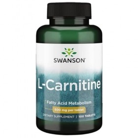Swanson, L-Carnitine L-Carnitine Base , 500mg, 100 Comprimés végétaliens, Hautement Dosés, Testés en Laboratoire, Végétarien