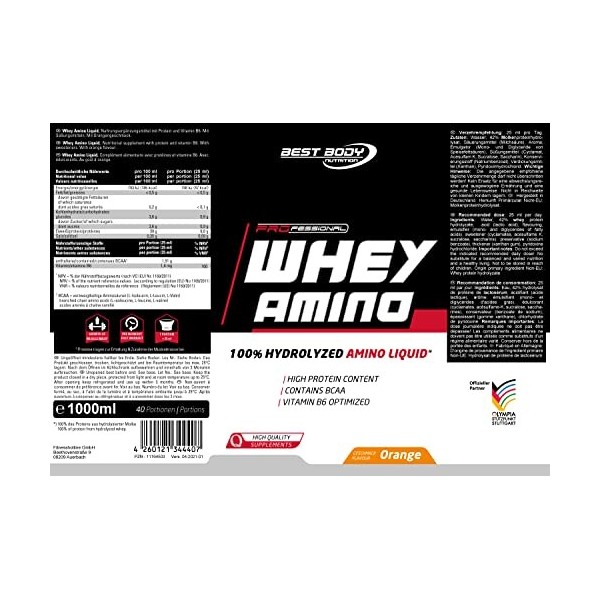 Best Body BBN Hardcore Whey Amino Liquide Acide Aminé