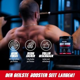 Beast Level Performance - Beast Mode Booster Powder - Pompe avec 300 mg de caféine - Booster rafraîchissant à haute teneur en