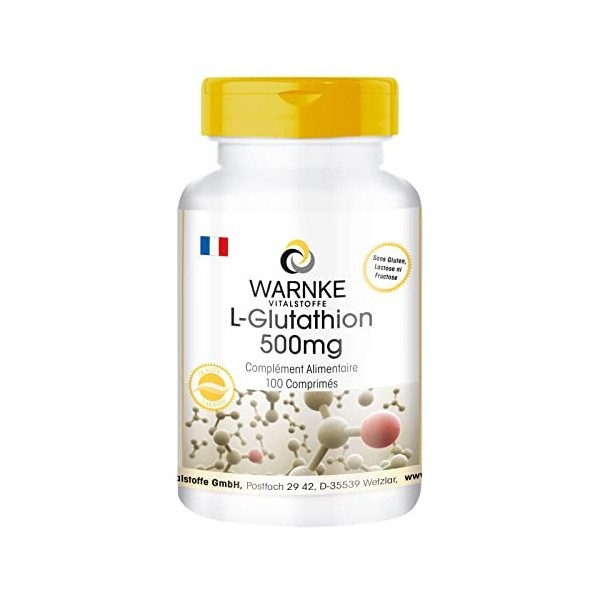 L-Glutathion 500mg - 100 comprimés - Végan - Forne réduite | Warnke Vitalstoffe