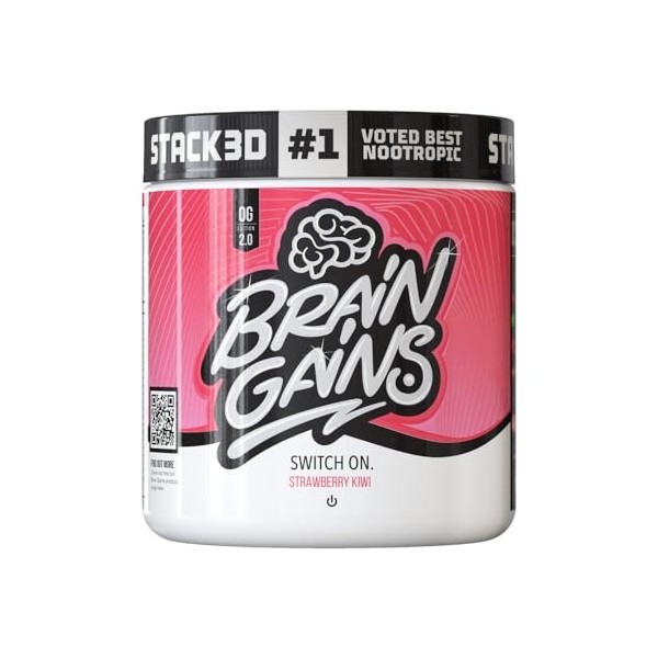 Brain Gains Switch On 2.0 Original Nootropic Brain Fuel 300 g Fraise Kiwi