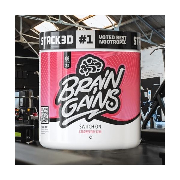 Brain Gains Switch On 2.0 Original Nootropic Brain Fuel 300 g Fraise Kiwi