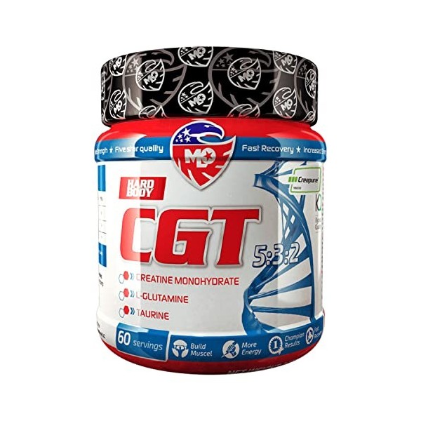 MLO CGT 5:3:2 Preworkout Booster : Créatine Creapure en poudre, L-Glutamine, taurine, solubilité optimale – Vegan – Sans addi