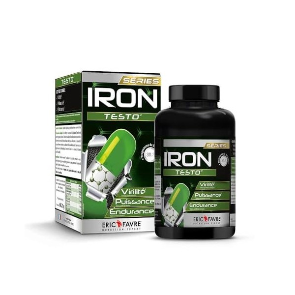 IRON TESTO - Booster de Testostérone - Virilité, Puissance, Endurance - Formule complète avec Tribulus Terrestre, Maca et Gin