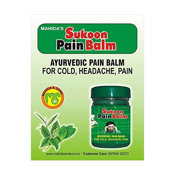 Panihari Mahida Sukoon Baume vert pour soulager le rhume, les maux de tête, la douleur, peut être appliqué sur les côtes, le 