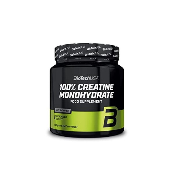 BioTechUSA 100% Creatine Monohydrate | Créatine de qualité pharmaceutique | Micronisée | Végétalienne | Sans gluten, 500 g