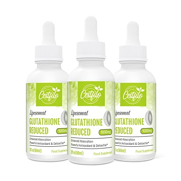 Liposomal Glutathion Liquide 1000 mg, absorption la plus élevée, forme active liquide de L-glutathion GSH , puissant antioxy