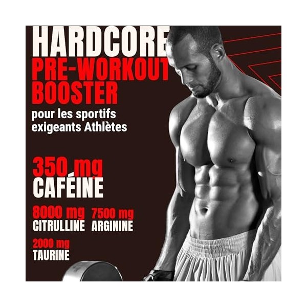 Powerstar BLACKOUT Pre Workout Booster Hardcore 600g | Booster Pré-Entraînement | Haute Dose avec Caféine Naturelle | Fitness