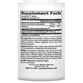 Doctors Best Arginine Complex Rapide avec Nitrosigine, 750mg - 60 Comprimés | Soutien pour la Circulation et la Performance