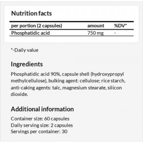 Acide phosphatidique 750mg par dose journalière - 60 gélules végétaliennes - 1 mois dapprovisionnement - Soutien naturel des