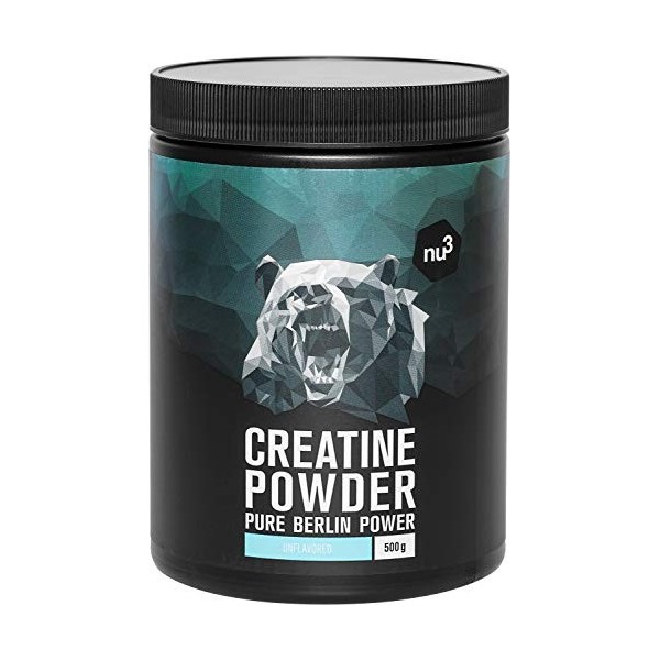 nu3 Créatine en poudre 500g - 100% monohydrate de CREAPURE - Poudre pour prise de masse et performance - Booster énergie pour
