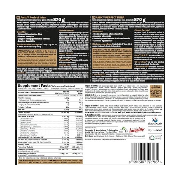 Amix Black Line Perfect Intra 870 gr Sabor Kiwi Melón