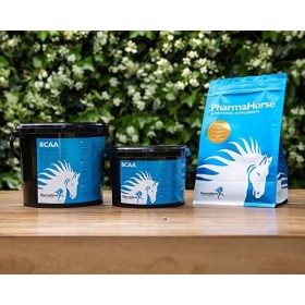 PharmaHorse BCAA | avec Trois acides aminés Essentiels | Prévient la dégradation Musculaire du Cheval | Dosage élevé | Pas de