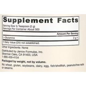 Jarrow Formulas L-Glutamine en Poudre - 1000g - Complément de Récupération Musculaire & Soutien Digestif de Haute Qualité