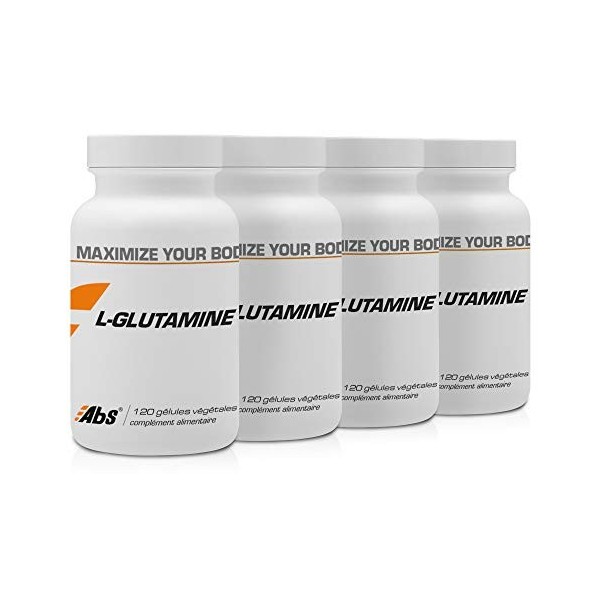 L - GLUTAMINE * PACK 3+1 GRATUIT * 570 mg / 480 gélules * Pureté garantie 99% min. * Immunitaire, Performances sportives dou