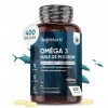 Oméga 3 1000mg Huile de Poissons Sauvages - 400 Gélules Biodisponibles, 180 mg EPA, 120 mg DHA Pour +1 An - Forte Concentrati