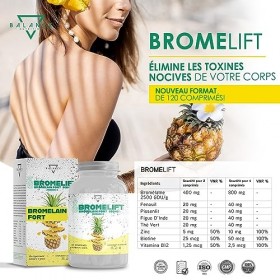BROMELIFT® Bromelaine 2500 GDU/g - 120 COMPRIMÉS | Perte de Poids Rapide et Efficace | Detox Minceur Puissant et Rapide | Com