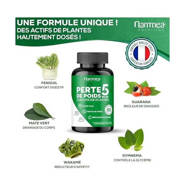 Brûle graisse naturel puissant BIO-Perte de poids rapide-Coupe faim-Fat burner-Brûleur homme & femme-Draineur-Guarana-Thé ver